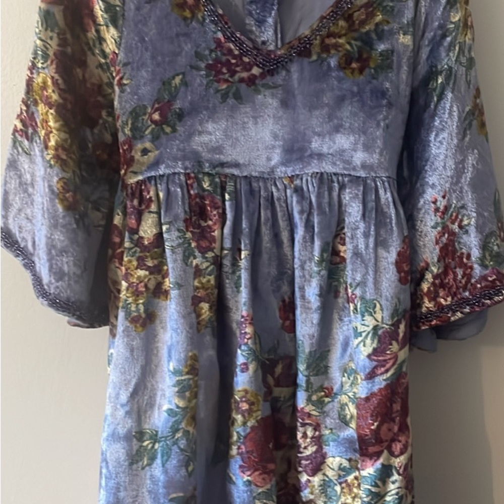 April Cornell Velvet Dress with Floral Accents